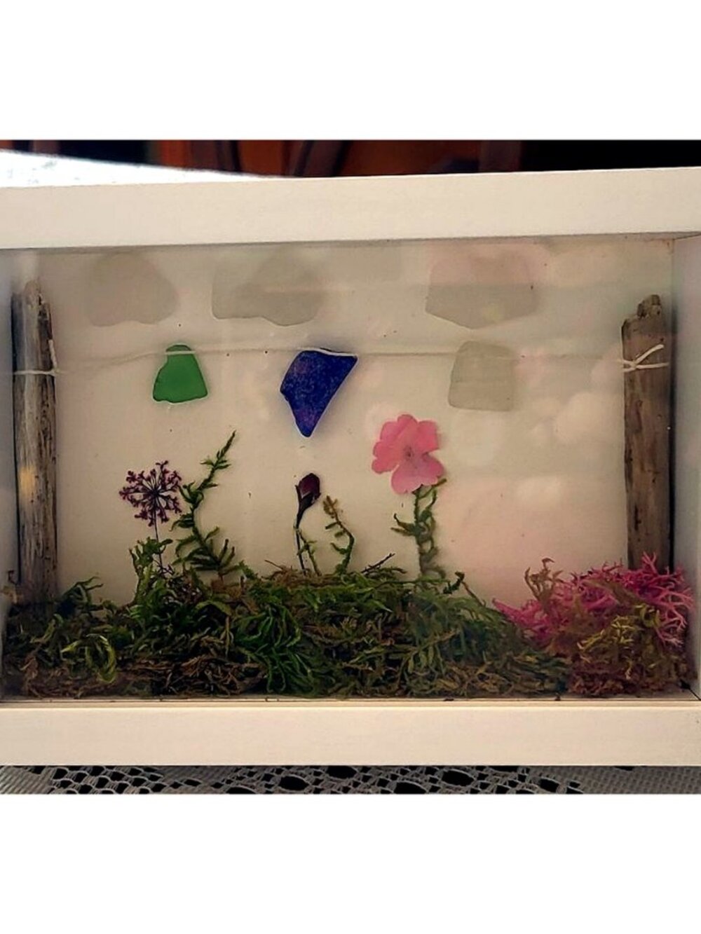 Sea Glass Garden Shadow Box Frame - Handmade Newfoundland Art